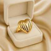 Gold Plated Stainless Steel Ring-11 (Heart)